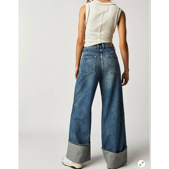 EUC FREE PEOPLE we the free final countdown cuffed low-rise jeans in zero - Picture 2 of 5